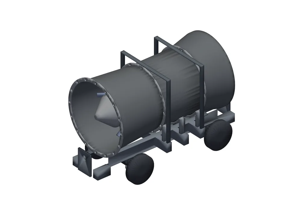 SINDFAN Ø630 contra-rotating mining fan on rail chassis